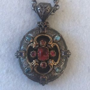 Konstantinos RARE jeweled pendant & chain 14k